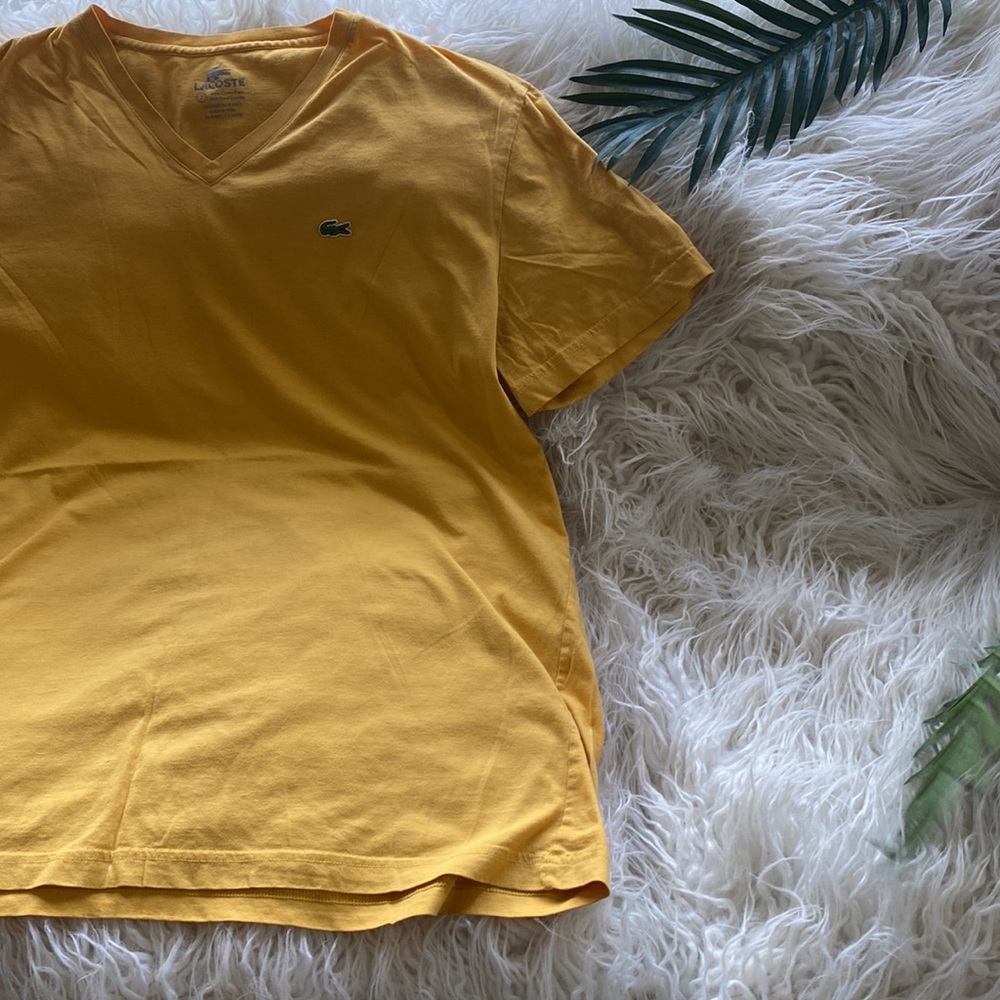 Lacoste yellow v neck tee shirt - Picture 3 of 5